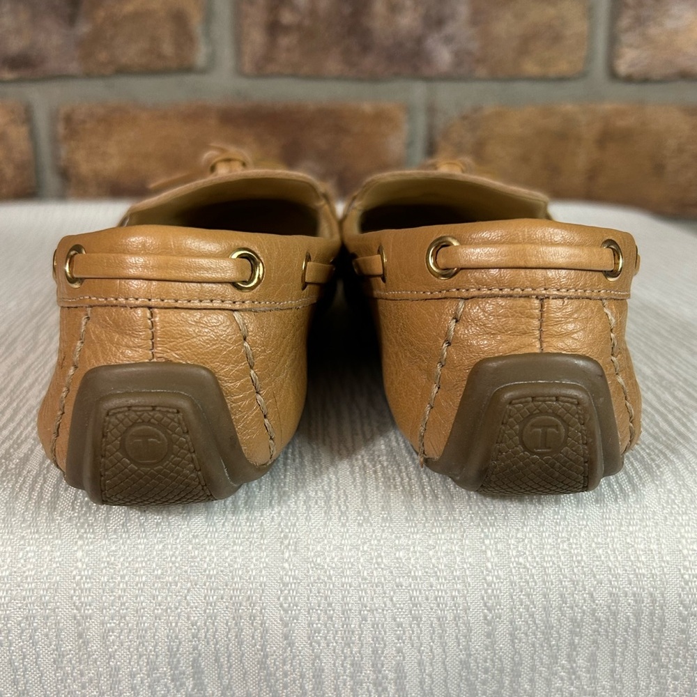 TALBOTS “Everson” Driving Moccasins Camel Pebble Leather - Picture 4 of 13
